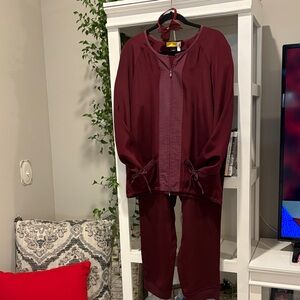 Burgundy Two-Piece Lounge Jumpsuit Set